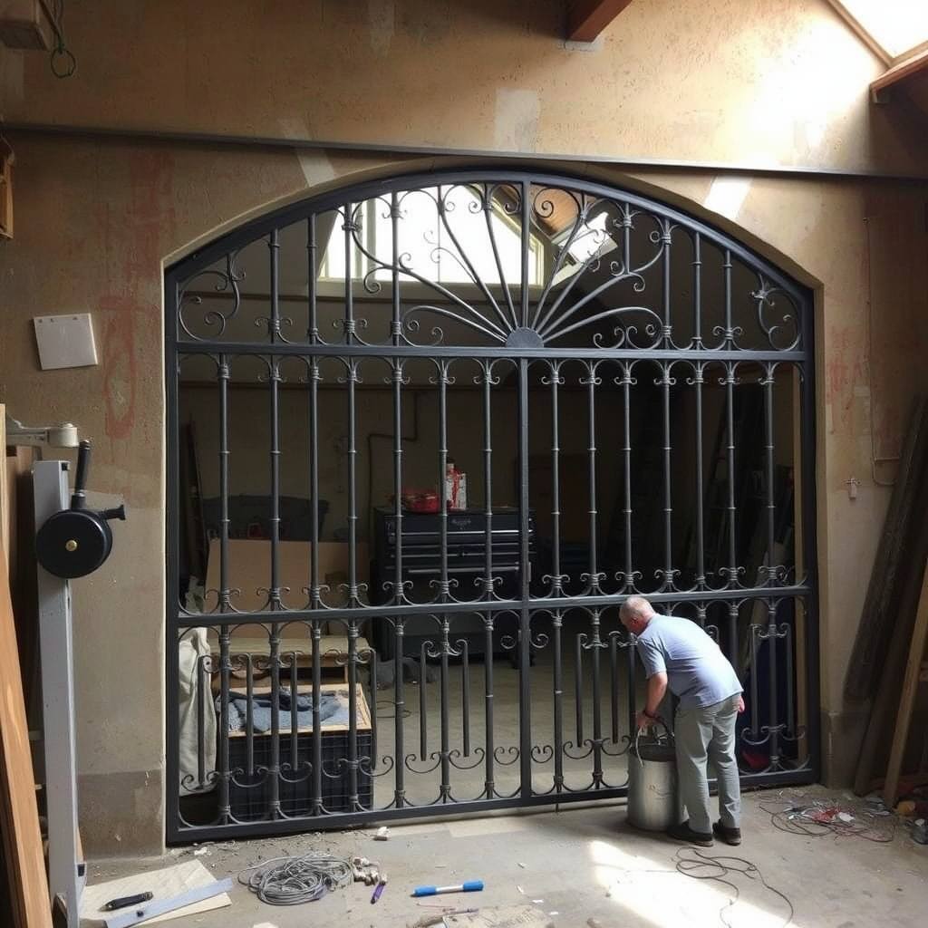 Verrière d'intérieur en cours de pose (illustration)